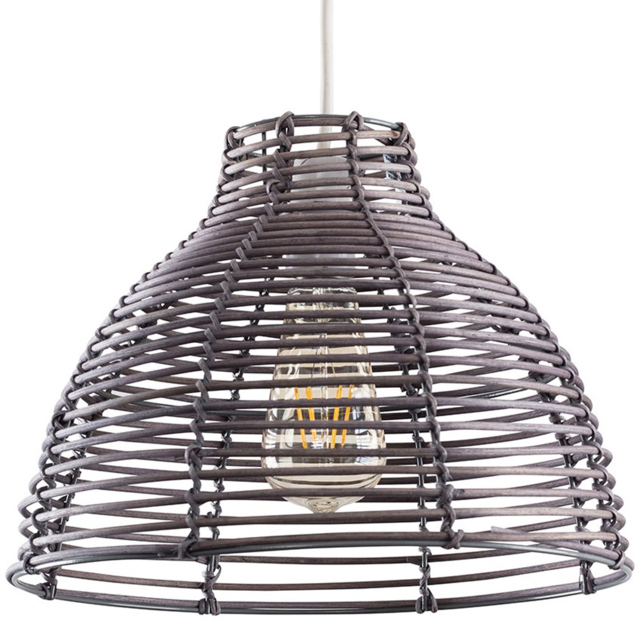 ValueLights Lobster Grey Pot Basket Weave Pendant Shade - image 1