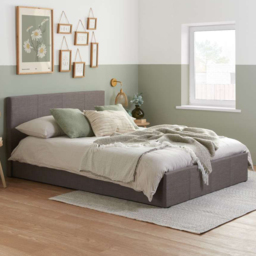 Berlin King Size Grey Polyester Ottoman Bed