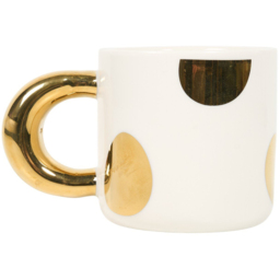 White and Gold Decal Mug 410ml with Metallic Handle - thumbnail 2