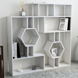 Decorotika Tamara Geometric Honeycomb White Bookshelf