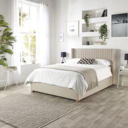 Catherine Lansfield Soho Double Natural Twill Ottoman Wing Bed - thumbnail 4
