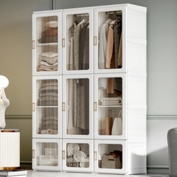 Portland 9 Door White Portable Wardrobe Hanging Rods - thumbnail 1