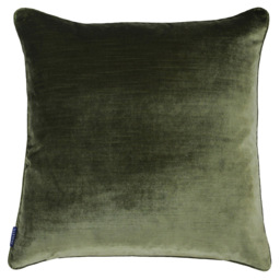 Paoletti Luxe Olive Velvet Piped Cushion - thumbnail 1