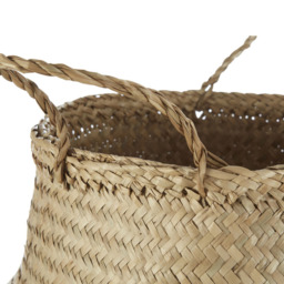 Premier Housewares Gold Sequin and Natural Large Seagrass Basket - thumbnail 3