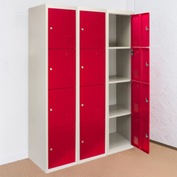Monstershop 4 Door Red Metal Storage Locker 3 Pack