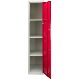 Monstershop 4 Door Red Metal Storage Locker 3 Pack - thumbnail 3