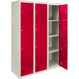 Monstershop 4 Door Red Metal Storage Locker 3 Pack - thumbnail 2