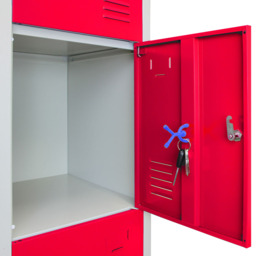 Monstershop 4 Door Red Metal Storage Locker 3 Pack - thumbnail 4