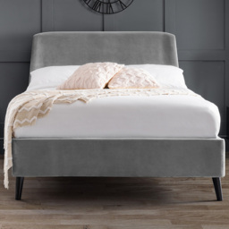 Julian Bowen Frida Double Grey Curved Velvet Bed - thumbnail 1