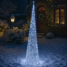 Xmas Haus Cone Shaped 350 White Micro LED Silver Light Tower 3ft - thumbnail 1