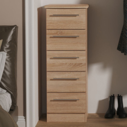 Crowndale Sherwood Bardolino Oak 5 Drawer Tall Chest of Drawers - thumbnail 1