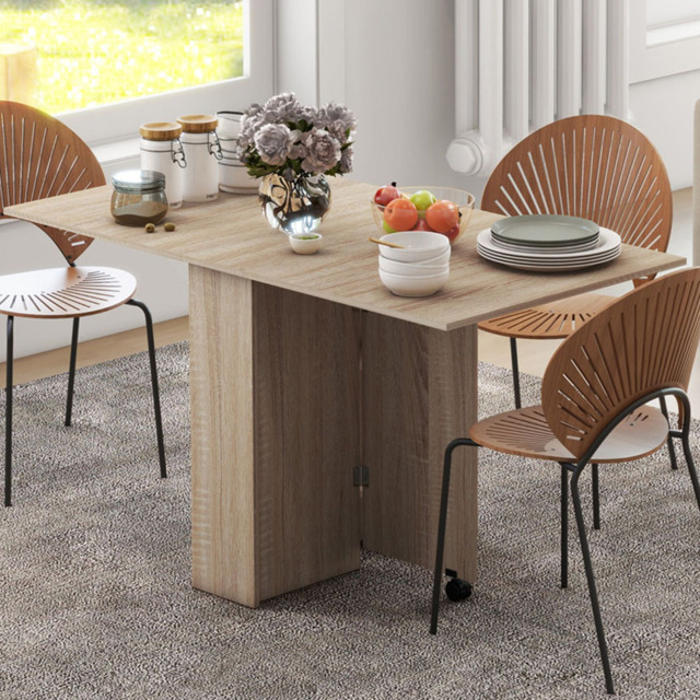 Portland Natural Drop Leaf Foldable Dining Table - image 1