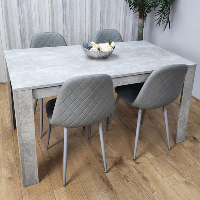Kosy Koala 4 Seater Faux Leather Rectangular Dining Set Stone Grey Effect and Grey - image 1