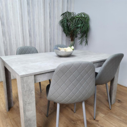 Kosy Koala 4 Seater Faux Leather Rectangular Dining Set Stone Grey Effect and Grey - thumbnail 4