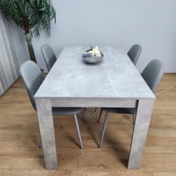 Kosy Koala 4 Seater Faux Leather Rectangular Dining Set Stone Grey Effect and Grey - thumbnail 2