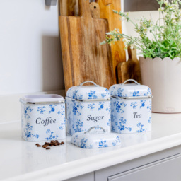 Laura Ashley 3 Piece Cream Floral Kitchen Canister Set - thumbnail 2