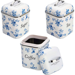 Laura Ashley 3 Piece Cream Floral Kitchen Canister Set - thumbnail 1