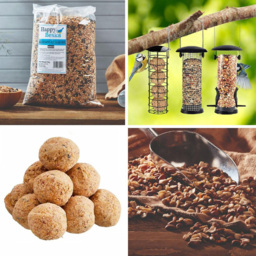 Happy Beaks 3 Piece Bird Feed and Feeder Bundle