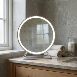Round Standing Hollywood LED Mirror Silver - thumbnail 2