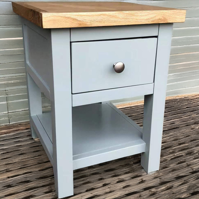 Furniture One Single Drawer Single Shelf Blue Oak Bedside Table - image 1