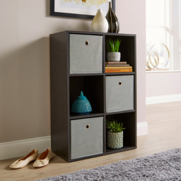 Home Source 6 Cube Black Bookshelf - thumbnail 4
