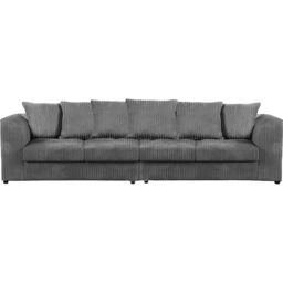 Luxor 4 Seater Grey Jumbo Cord Long Sofa with Scatter Back - thumbnail 2