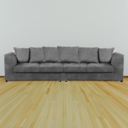 Luxor 4 Seater Grey Jumbo Cord Long Sofa with Scatter Back - thumbnail 1