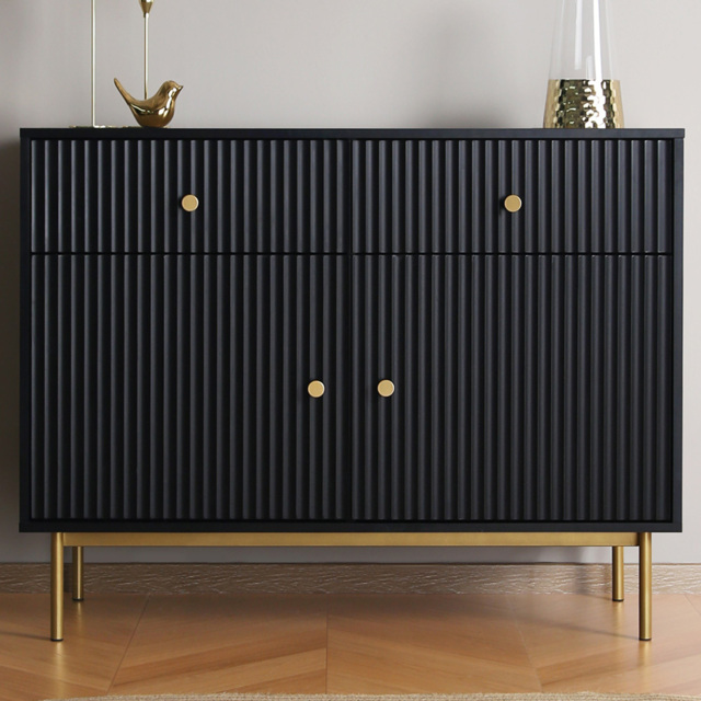 Home Garden Direct Devon 2 Door 2 Drawer Black Cabinet - image 1