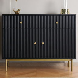 Home Garden Direct Devon 2 Door 2 Drawer Black Cabinet