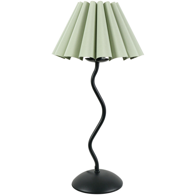 ValueLights Wiggle Sage Green Scallop Shade Black Metal Stem LED Table Lamp - image 1