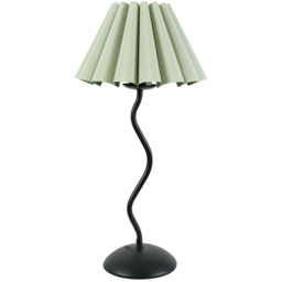 ValueLights Wiggle Sage Green Scallop Shade Black Metal Stem LED Table Lamp - thumbnail 1