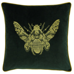 Paoletti Cerana Emerald Embroidered Velvet Cushion