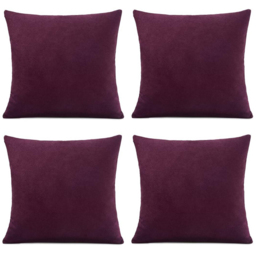 Alan Symonds Plain Velvet Chenille Aubergine Cushion with Polyester Filled Pad 45 x 45cm 4 Pack