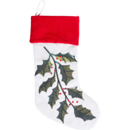 Sparkly Holly White and Red Christmas Stocking - thumbnail 1