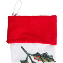 Sparkly Holly White and Red Christmas Stocking - thumbnail 2
