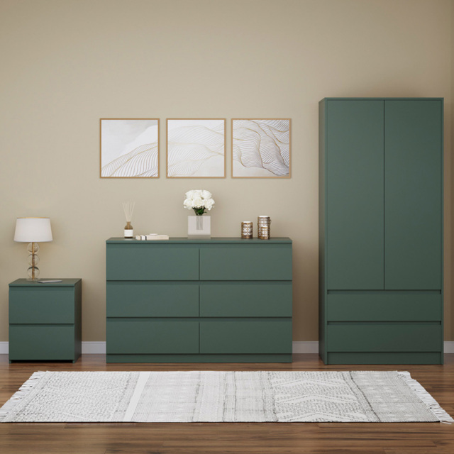 Vida Designs Denver 3 Piece Green Bedroom Furniture Set - image 1