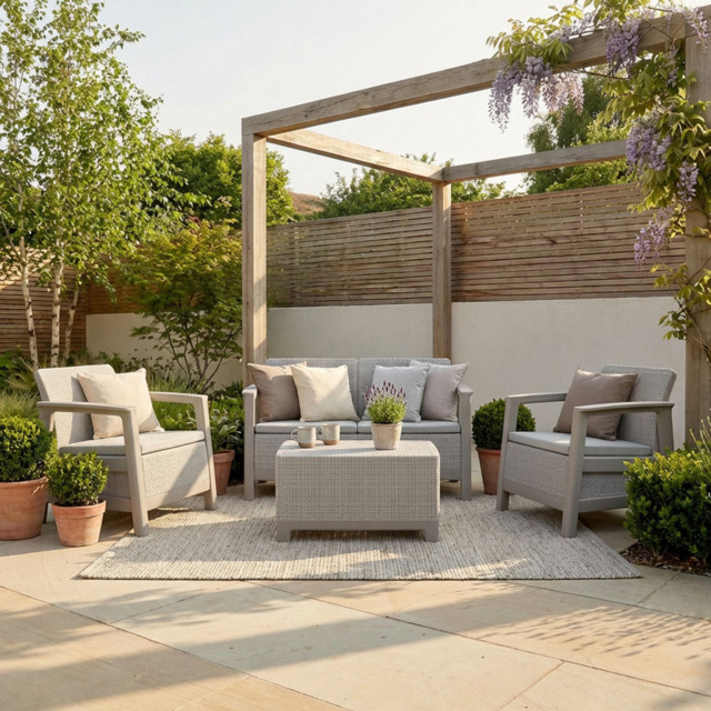 Keter Scandi Set with Storage Table Natural - image 1