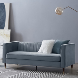 Home Detail Thomas 3 Seater Grey Velvet Sofa