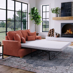 Alba City 2 Seater Ruby Fabric Sofa Bed