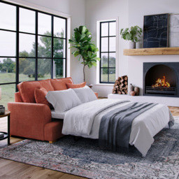 Alba City 2 Seater Ruby Fabric Sofa Bed