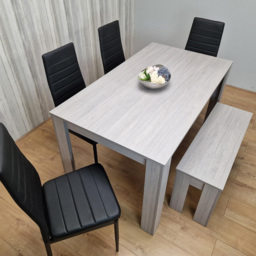Kosy Koala 6 Seater Metal Arrow Design Dining Bench Set Grey and Black