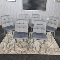 Denver Set of 6 Grey Velvet Dining Chairs