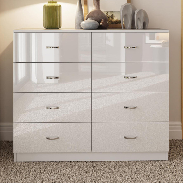 FWStyle Chilton White Gloss 8 Drawer Chest of Drawers - image 1