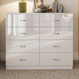 FWStyle Chilton White Gloss 8 Drawer Chest of Drawers - thumbnail 1
