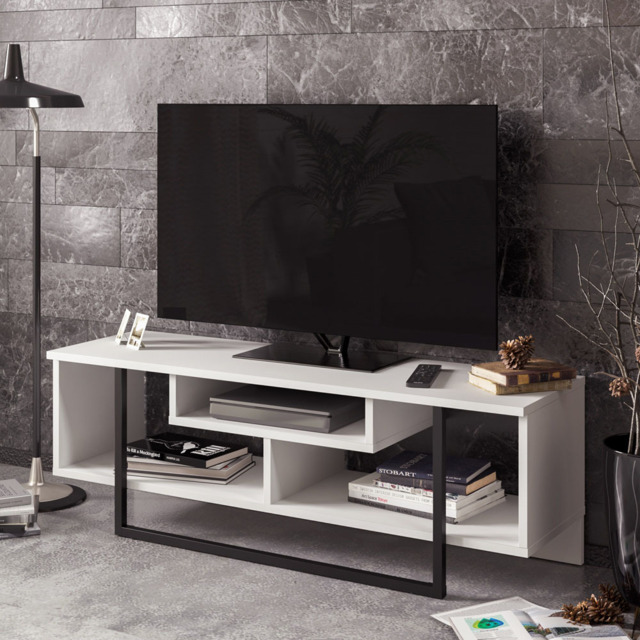 Decorotika Asal White and Black Wide TV Unit - image 1