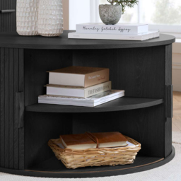 Birlea Axel 4 Sliding Door Black Fluted Round Coffee Table - thumbnail 4