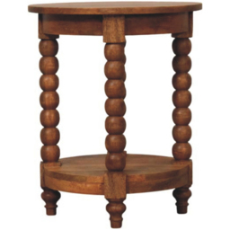 Artisan Furniture Barley Twist Brown Single Shelf Solid Wood Round Side Table - thumbnail 4