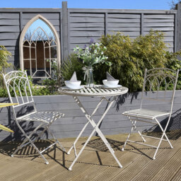 Charles Bentley Wrought Iron 2 Seater Bistro Set White
