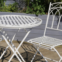 Charles Bentley Wrought Iron 2 Seater Bistro Set White - thumbnail 3