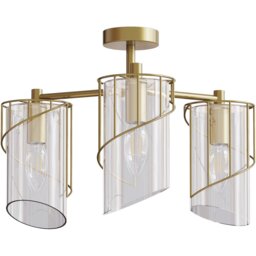 Georgie Brass 3 Arm Glass Flush Ceiling Fitting - thumbnail 3